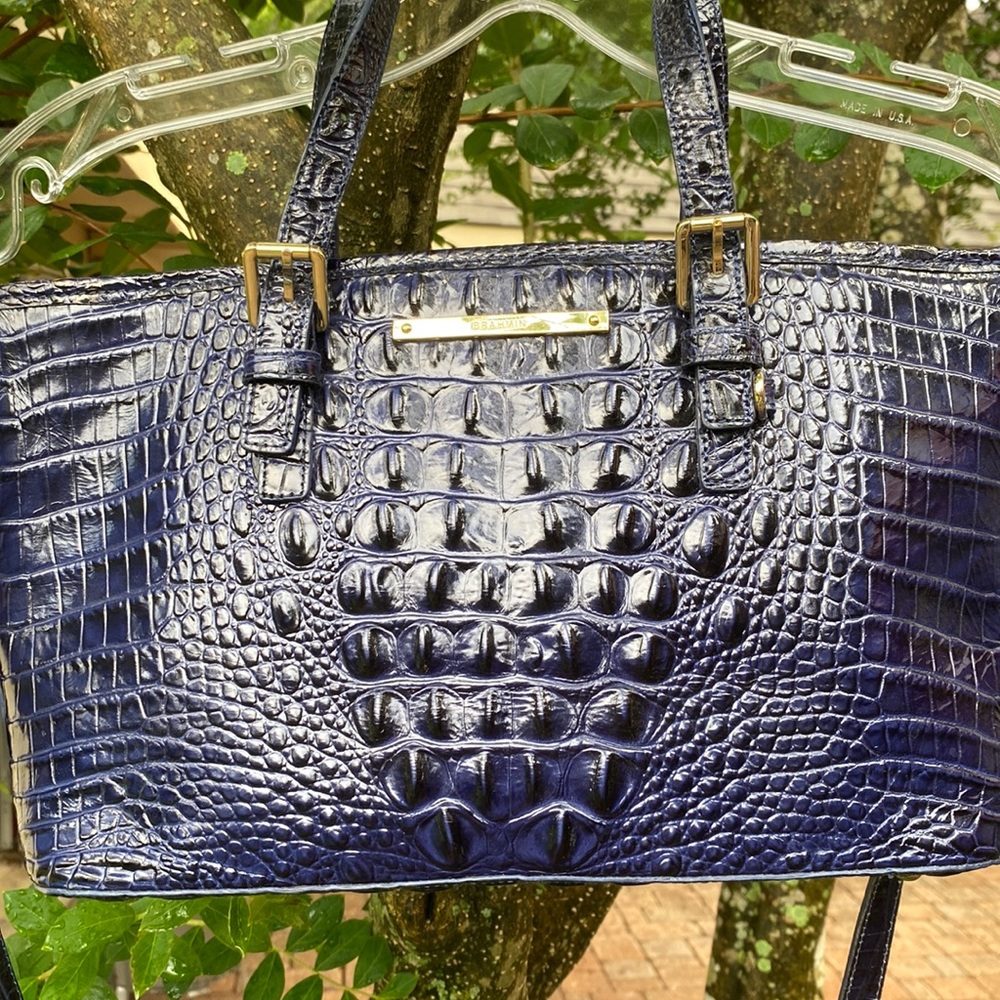 Blue leather gator embossed purse